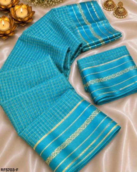 Elegant Viscose Georgette Digital Checks Print Saree – Stylish Traditional Wear for Women!