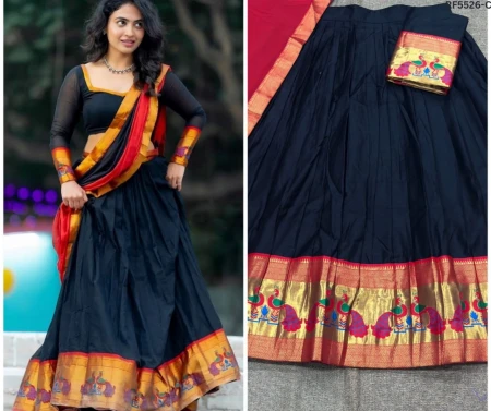 Kanchi Cotton Zari Weaving Lehenga Set with Georgette Dupatta!