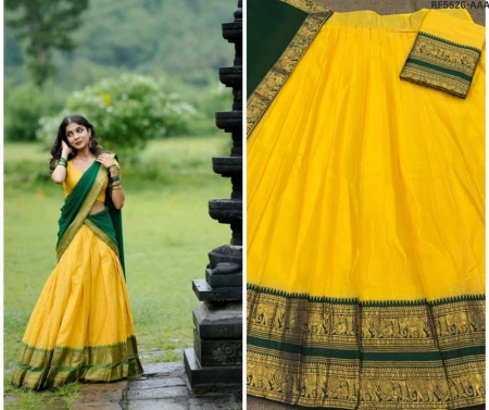 Kanchi Cotton Zari Weaving Lehenga Set with Georgette Dupatta!