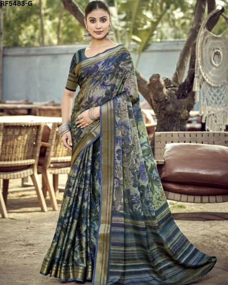 Cotton Digital Print Saree Comfortable Daily Wear for Women!