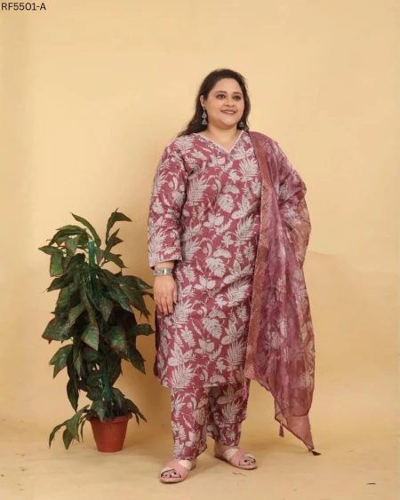 Lichi Viscose Handwork Kurti Set with Organza Dupatta!