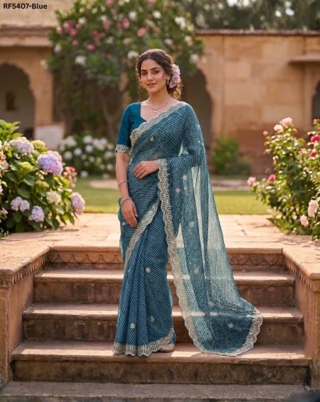 Kota Silk Saree with Weaving and Sequence Work Contrast Blouse Elegant Festive Wear for Women!