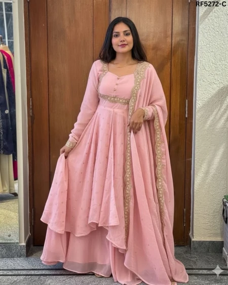 Elegant Soft Georgette Gown with Matching Dupatta!