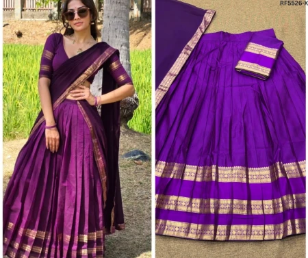 Kanchi Cotton Zari Weaving Lehenga Set with Georgette Dupatta!