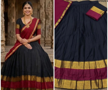 Kanchi Cotton Zari Weaving Lehenga Set with Georgette Dupatta!