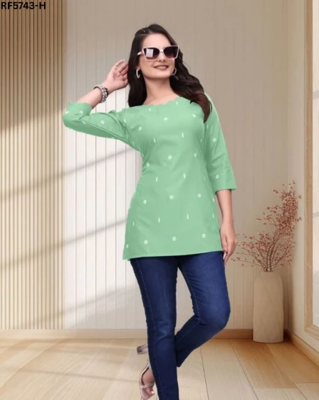 Stylish Slub Cotton Short Kurti with Tebal Print – Casual Ethnic Wear!