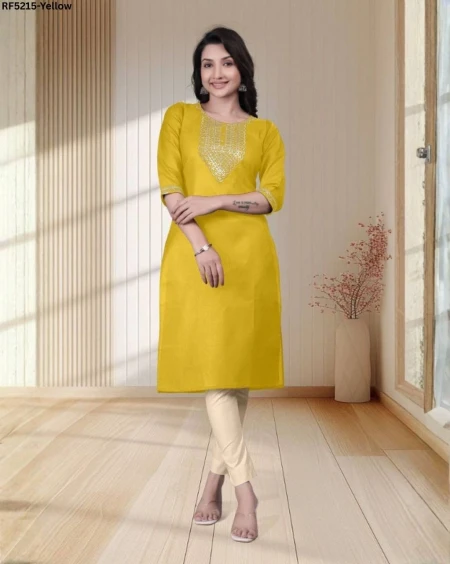 Elegant Tesla Cotton Kurti with Embroidery Work!