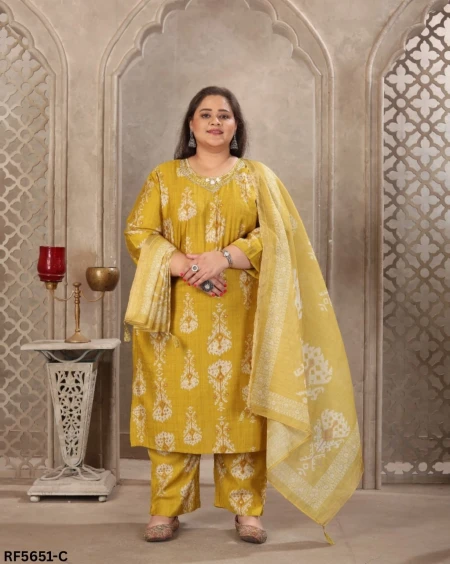 Plus Size Lichi Viscose Handwork Kurti Set with Linen Digital Print Dupatta!