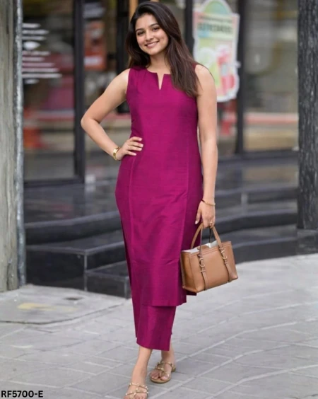 Elegant Roman Silk Top & Pant Set with Crepe Inner – Stylish Ethnic Wear for Women!