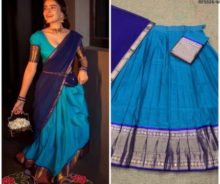 Kanchi Cotton Zari Weaving Lehenga Set with Georgette Dupatta!