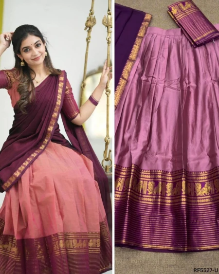 Kanjivaram Silk Zari Weaving Lehenga Set with Georgette Dupatta!
