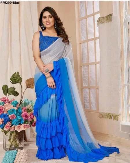 Elegant Heavy Georgette Saree with Foil Mirror Work & Matching Blouse!