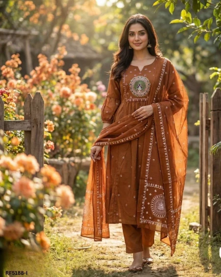 Stylish Rayon Printed Kurti Set with Chanderi Silk Dupatta!