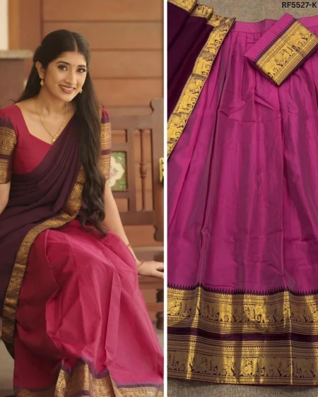 Kanjivaram Silk Zari Weaving Lehenga Set with Georgette Dupatta!
