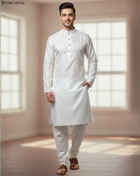 Classic Plain Silk Short Kurta with Full Sleeves & Side Pockets!