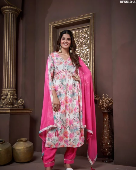 Handwork Kurti Set with Najmin Dupatta Elegant Ethnic Wear!