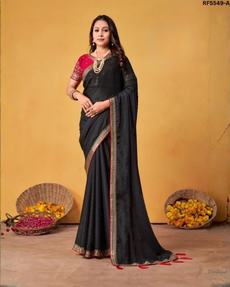 Black Rangoli Saree with Heavy Border and Designer Blouse!