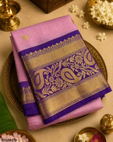 Soft Silk Digital Checks Print Saree!