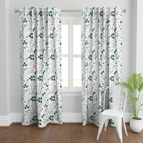 White Flower Printed Cotton Linen curtain Tailoringindia