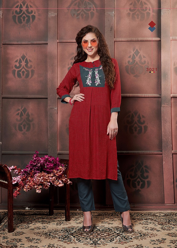 Trendy kurti with straight pant TheIndianFab
