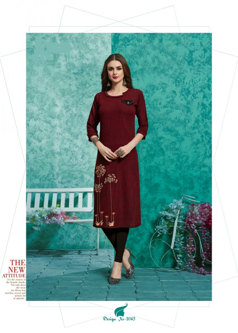 red fancy kurti