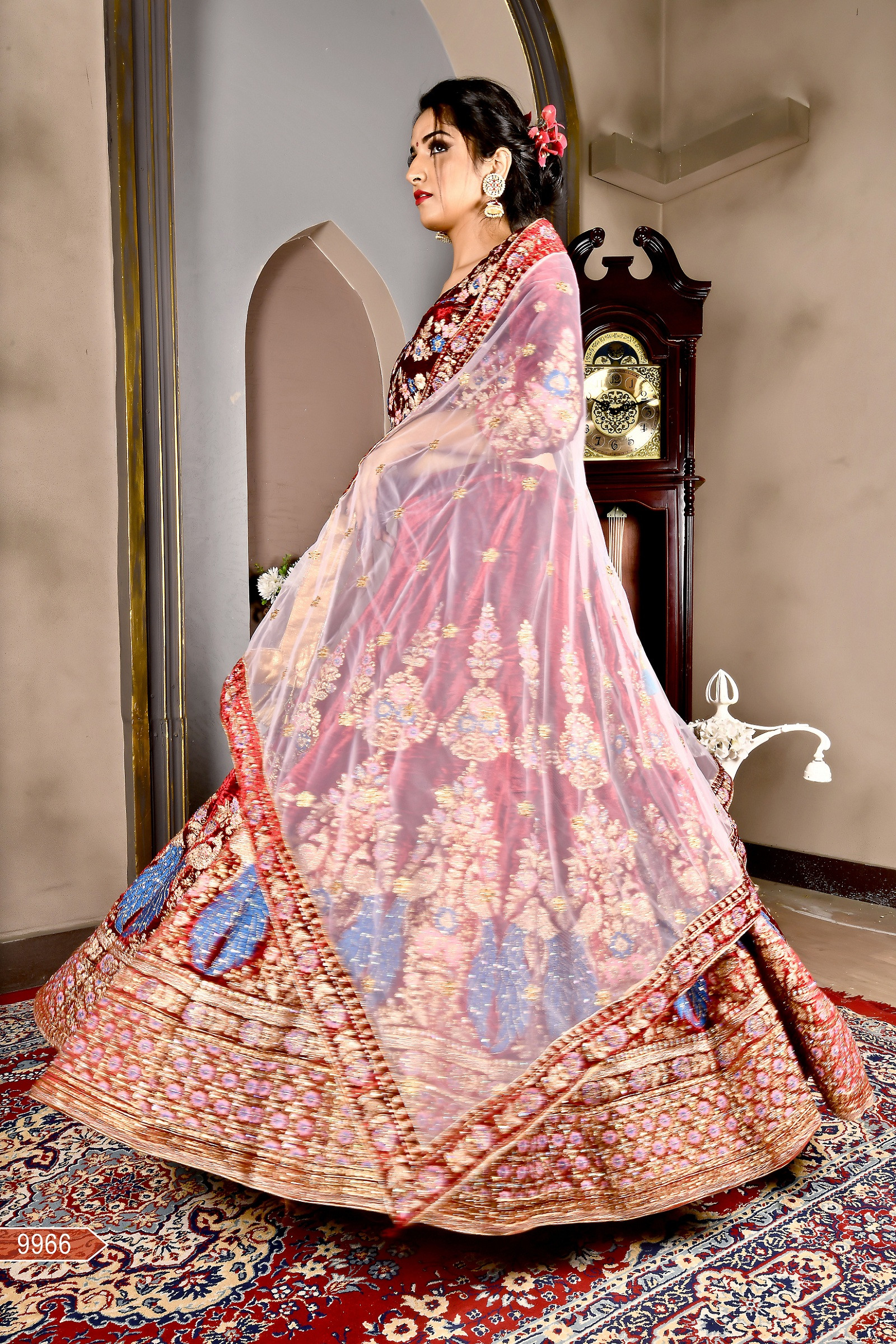 Exclusive Designer Maroon Color Velvet Wedding Wear Indian Bridal Lehenga Choli With Dupatta Theindianfab