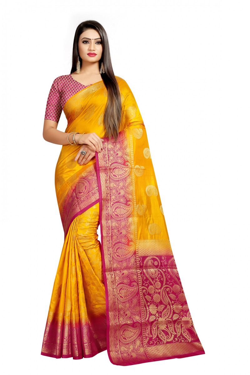 New Wedding Wear Yellow Color Kanjivaram Silk Saree
