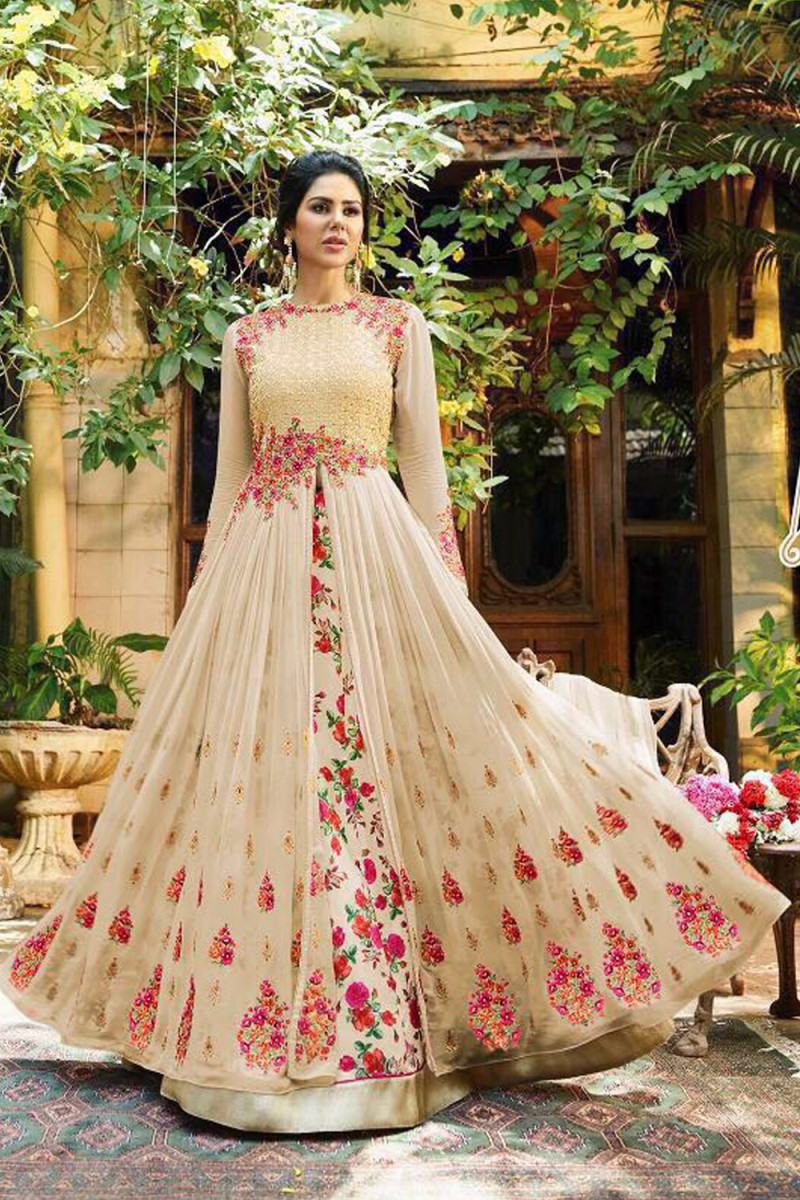 heavy embroidered long dresses