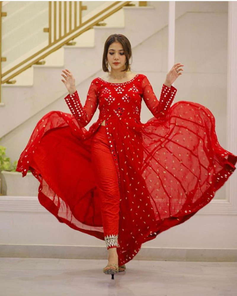 mirror work anarkali suits