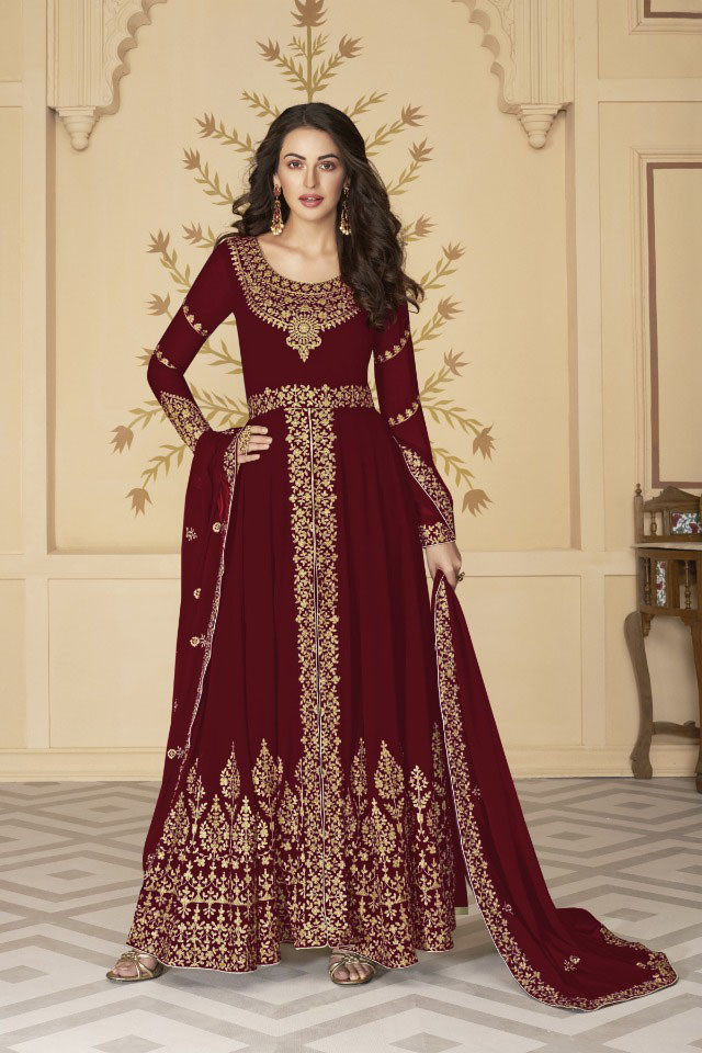 maroon colour anarkali