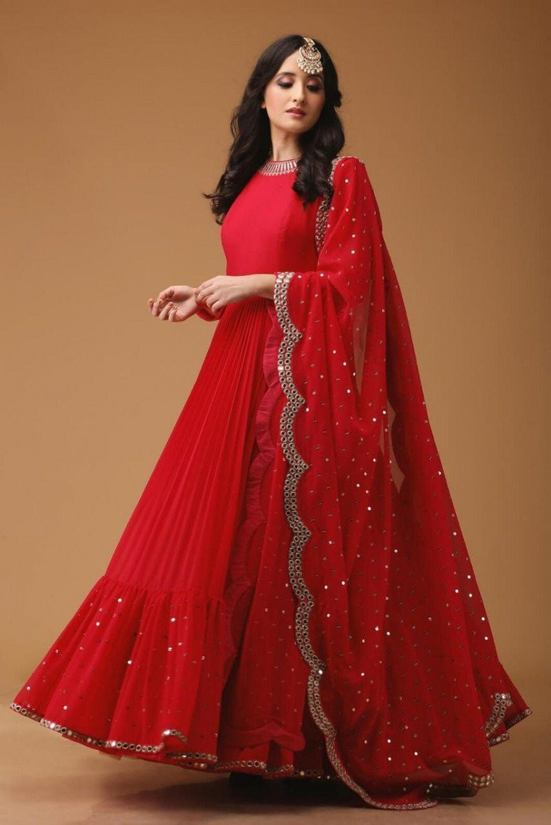 red colour full frock