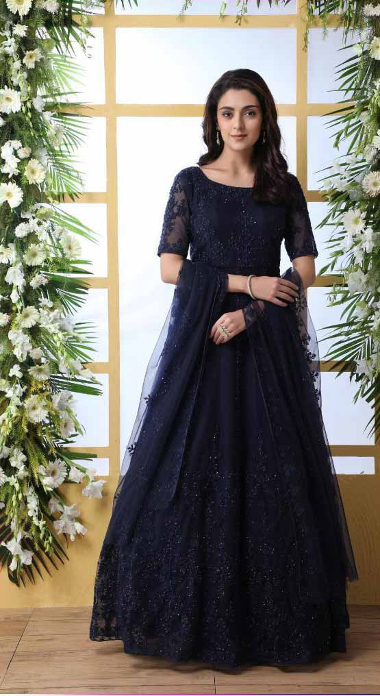 blue colour anarkali