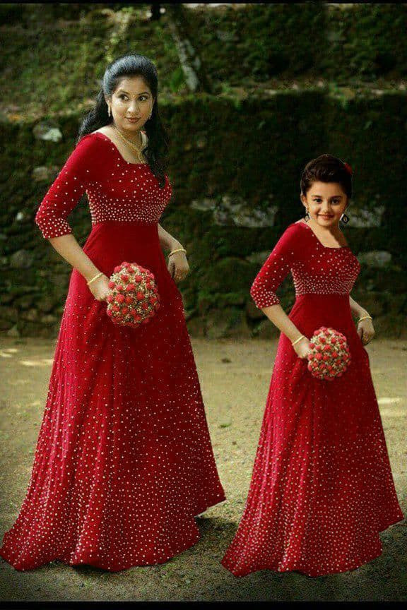 mom and daughter party wear dress