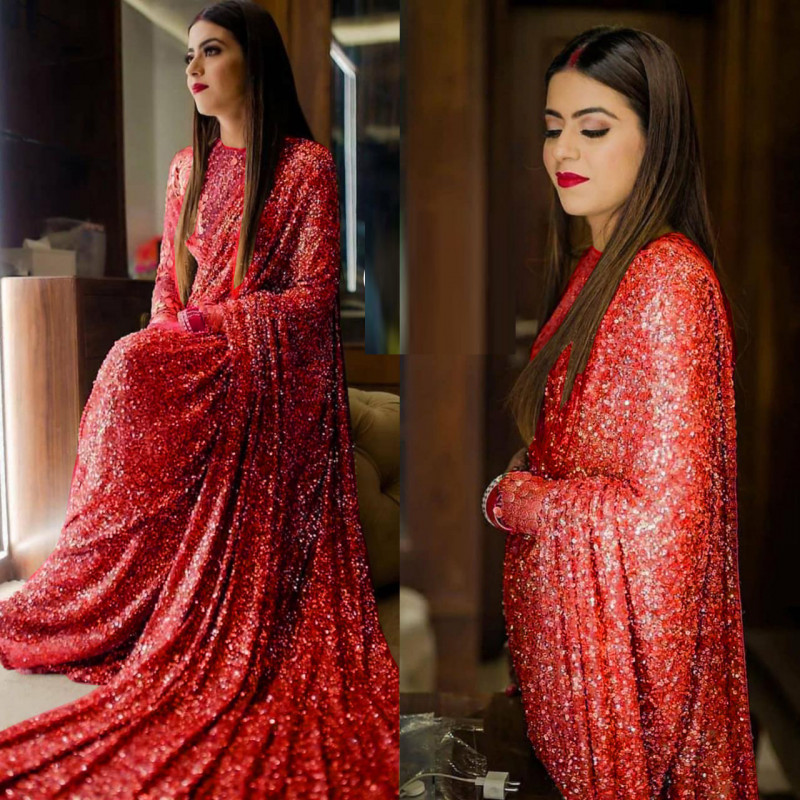 Glitter party wear saree clearance