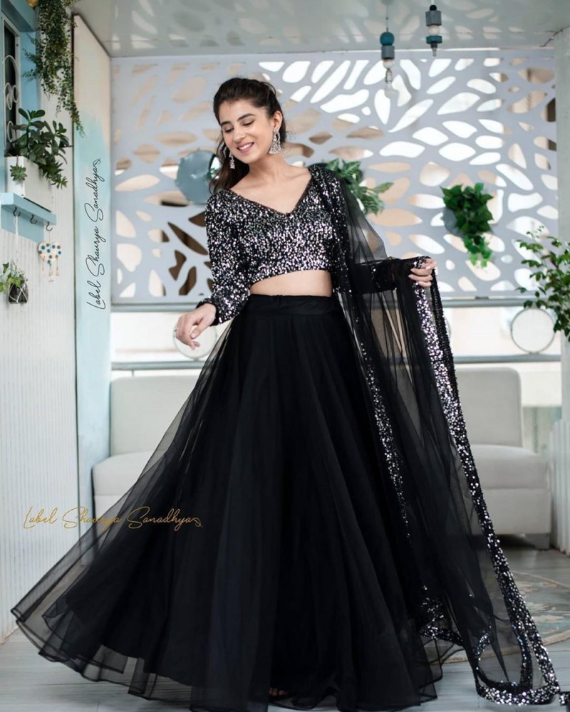 Designer Net Black Color Lehenga Choli Vastraqueen Check latest price, exclusive collection & offers at peachmode. designer net black color lehenga choli
