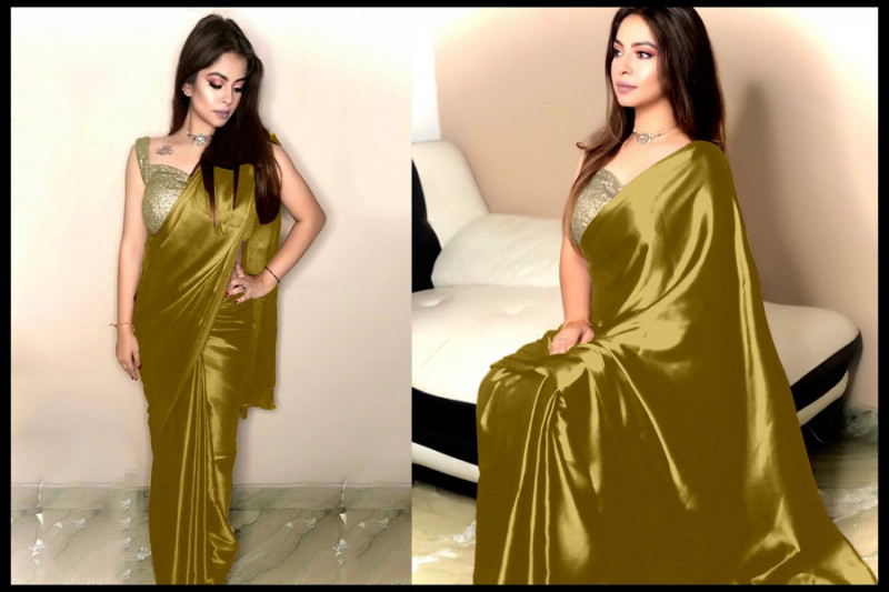 party wear satin silk saree