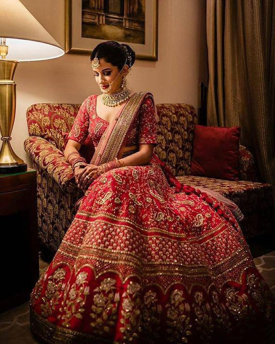 red wedding lehenga
