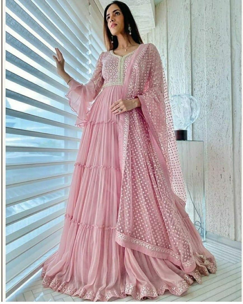 Party Wear Ruffle Baby Pink Long Gown Vastraqueen Glam with me 24.488 views1 year ago. party wear ruffle baby pink long gown