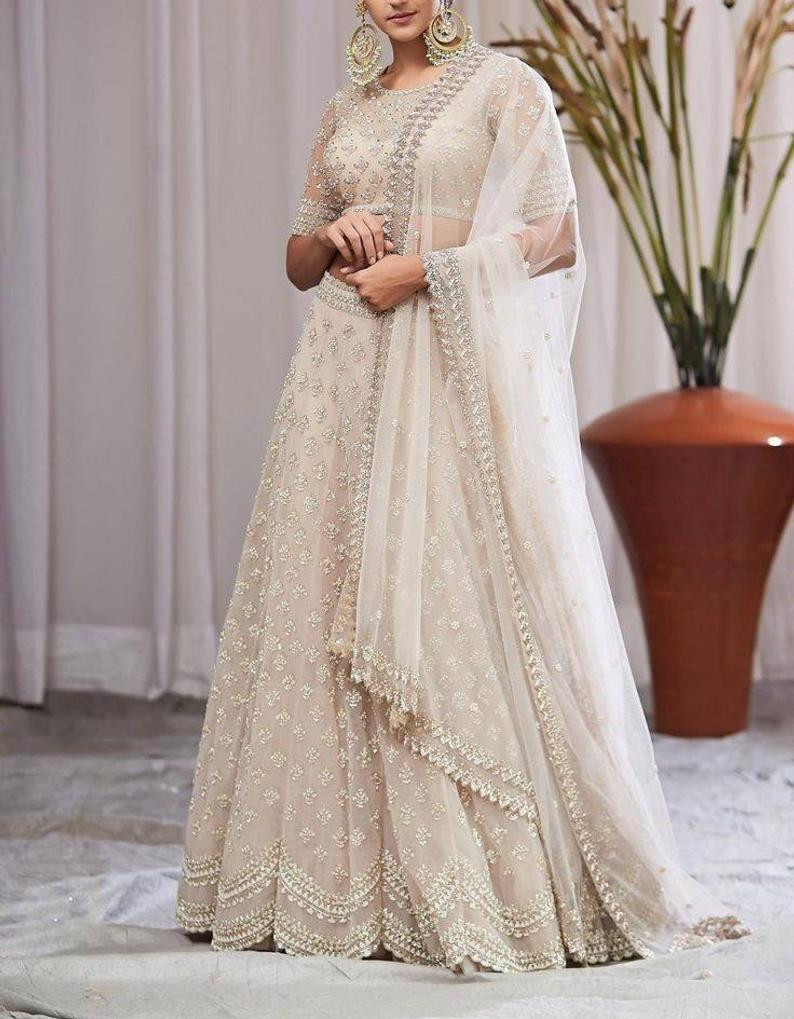 White Georgette Chain Sequence Party Wear Lehenga Choli Vastraqueen Vastraqueen designer lehenga review i got designer lehenga piece unique kittu. white georgette chain sequence party