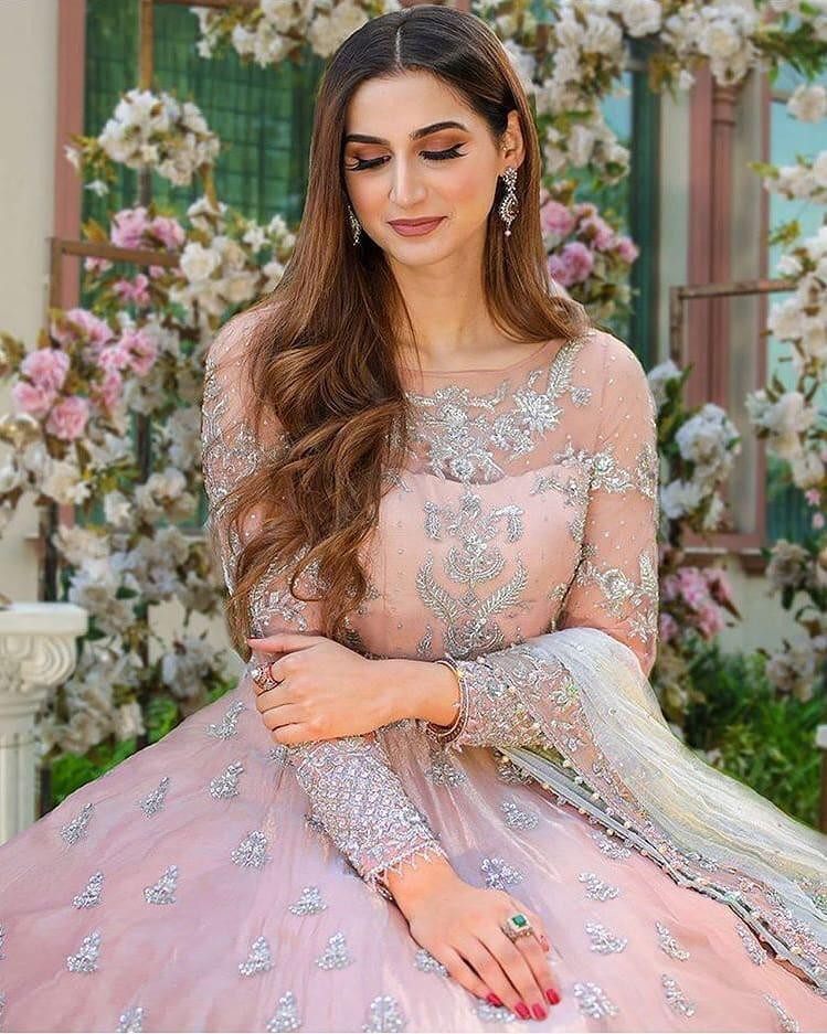 Party Wear Dusty Light Pink Butterfly Net Designer Gown ...
