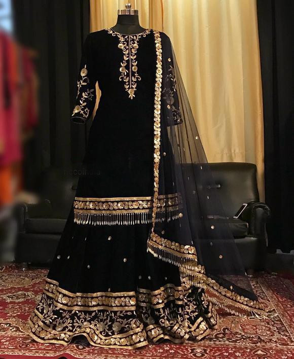 Black sharara suit design Clearance
