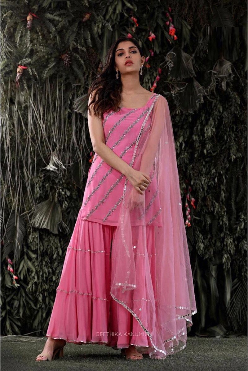 Fabulous Pink Heavy Pink Color Sharara Suit 2021 Vastraqueen