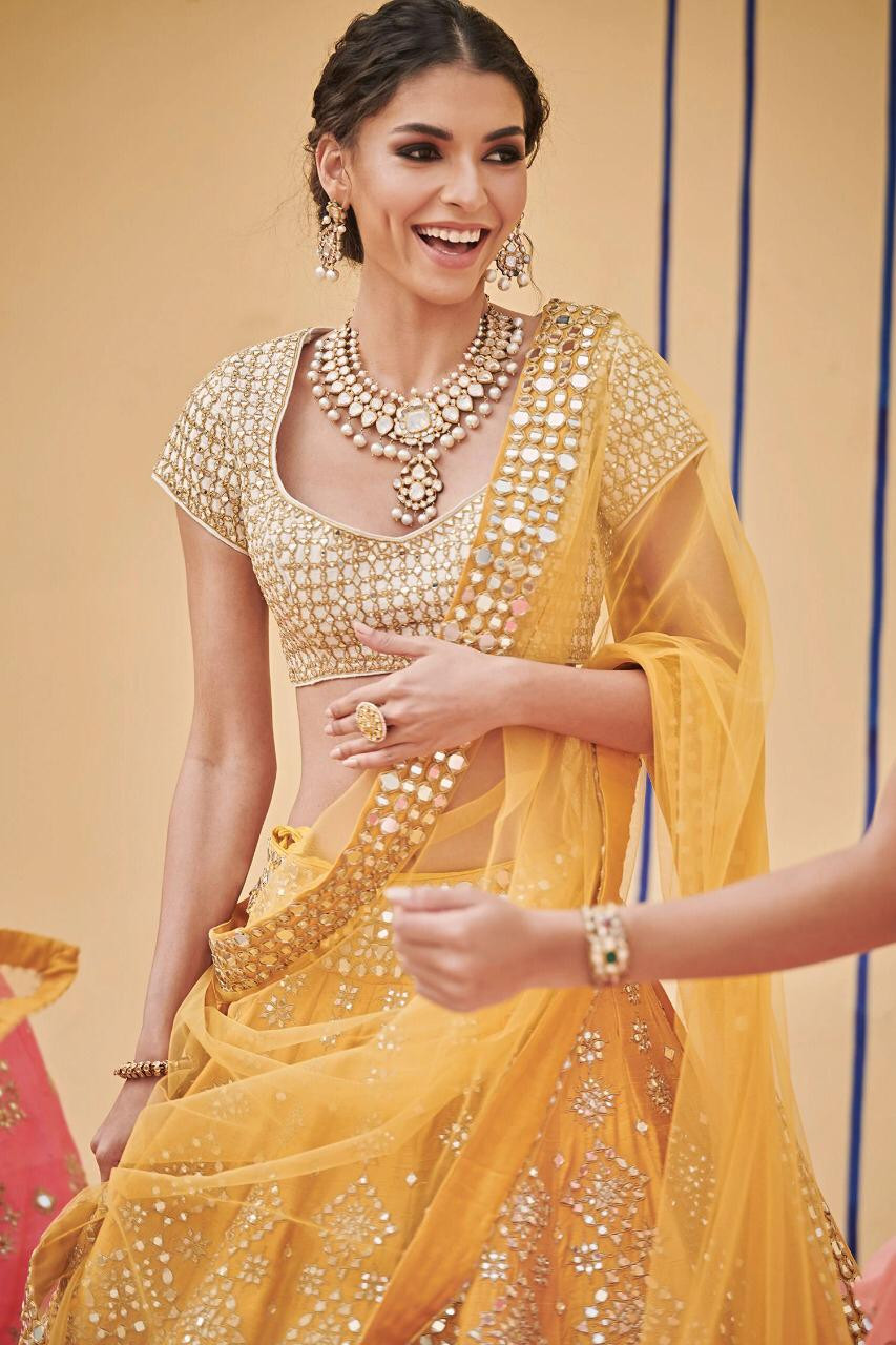 yellow haldi lehenga