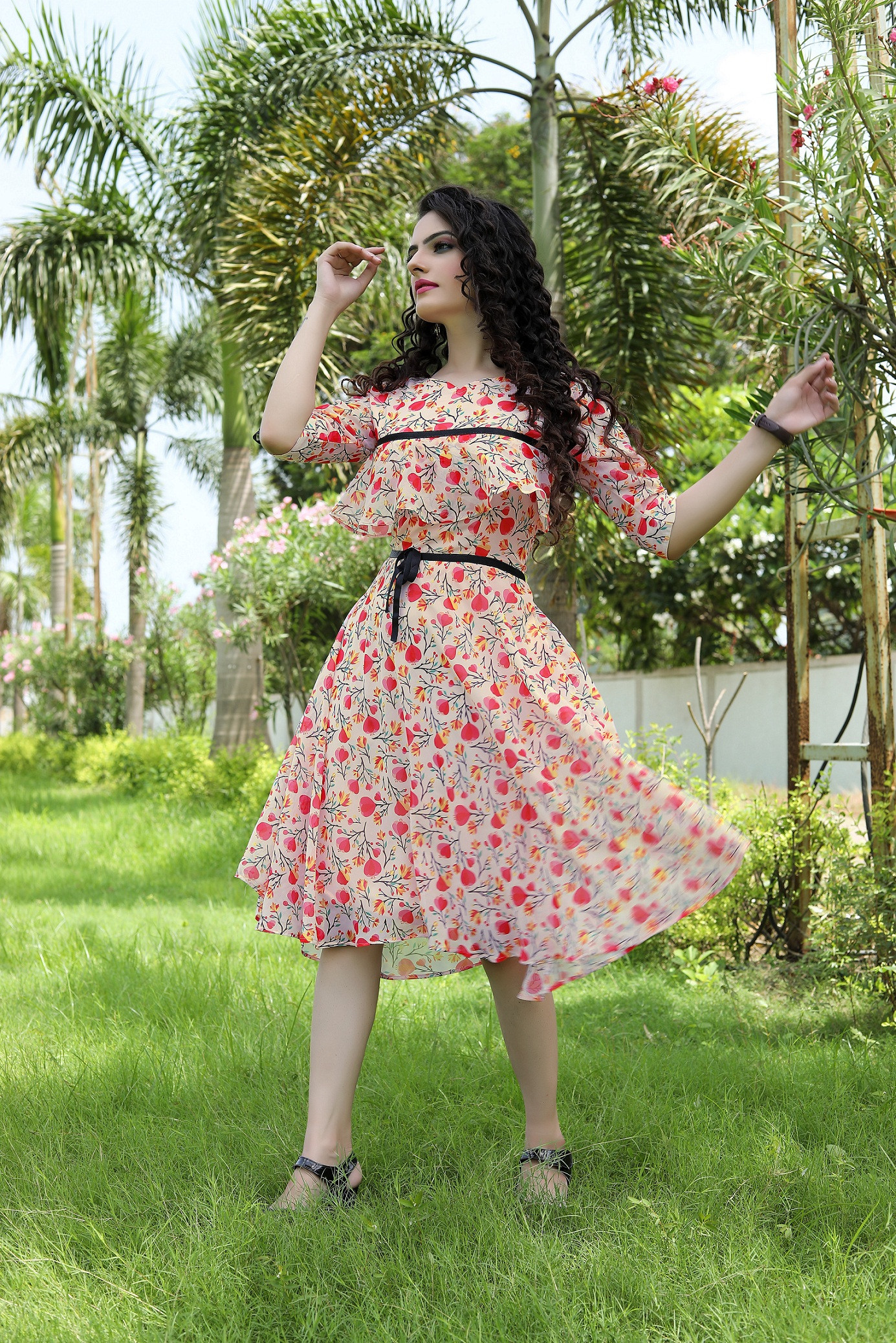 peach one piece dress
