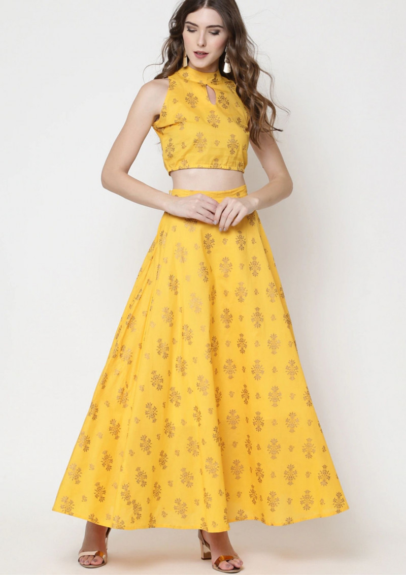 Haldi Special Yellow Crop Top Lehenga 