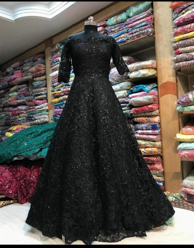Attractive Party Wear Black Gown 