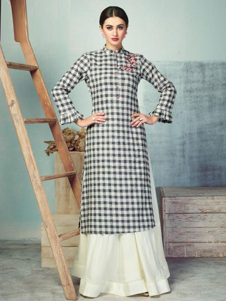 checked anarkali kurtis