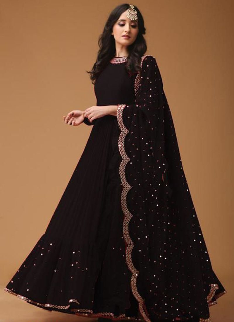 plain black long frock