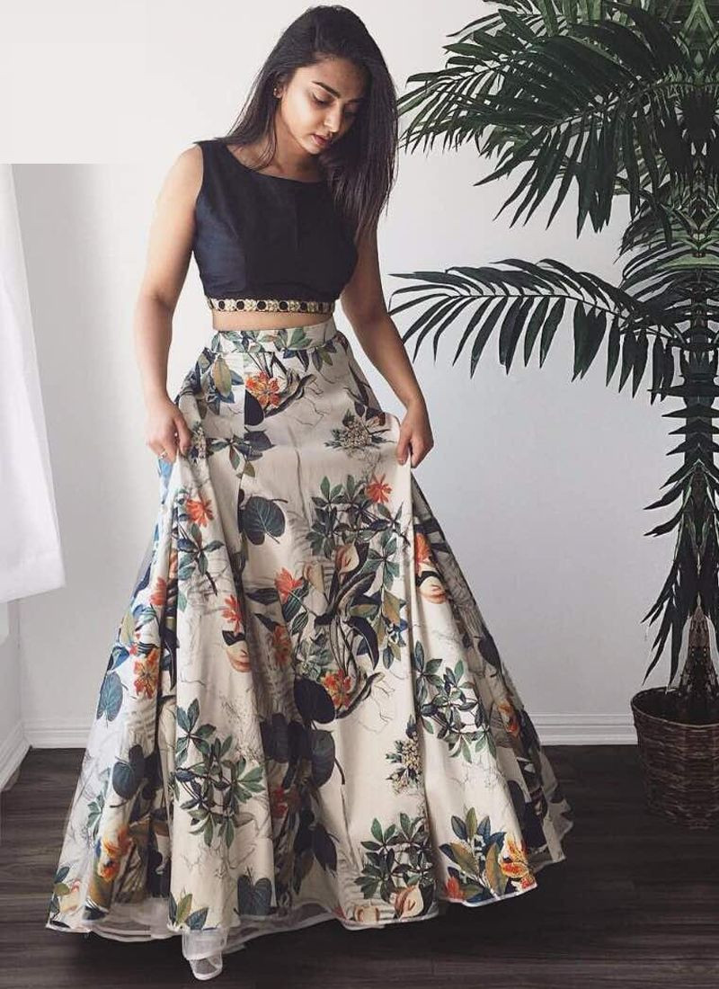 ethnic skirts with crop top