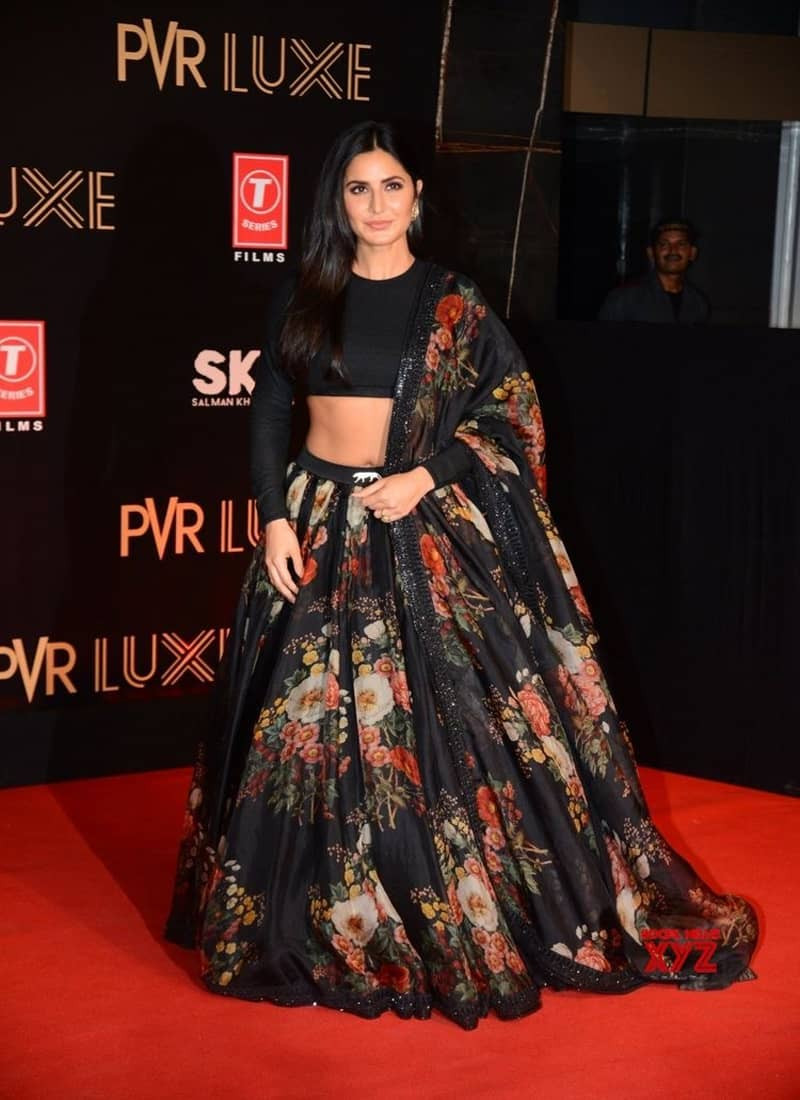 katrina kaif in black floral lehenga